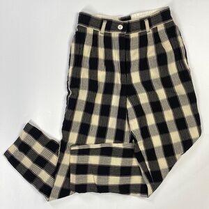 Vintage Laurel By Escada Off White Black Buffalo Plaid Wool Pants Size 40 28x27